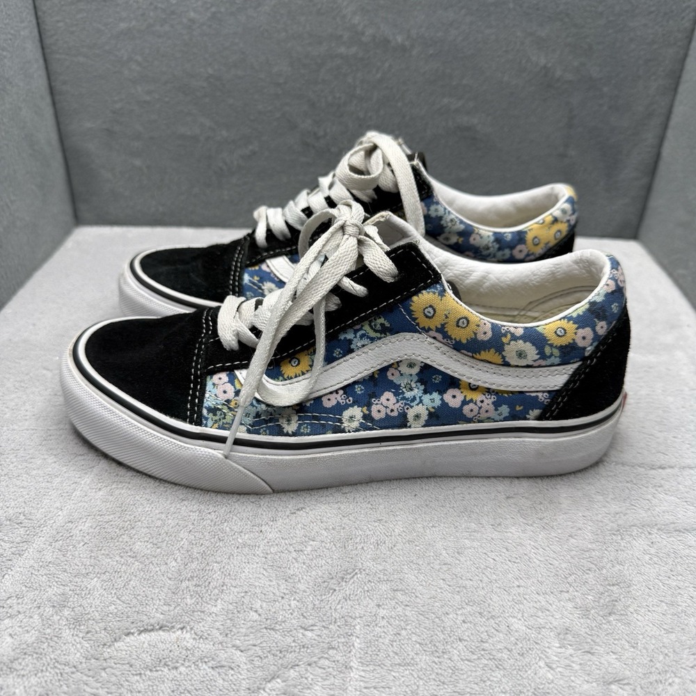Vans Old Skool Trippy Grin Floral Women's 6.5 Mens 5 Blue Black Low Top Sneakers